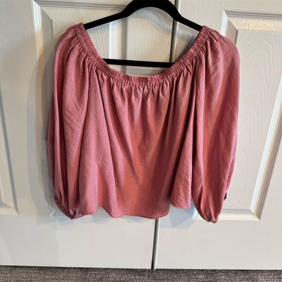 Top Shop Women's Off Shoulder Crop Top Pink Balloon Sleeve Size 8 - Picture 4 of 9